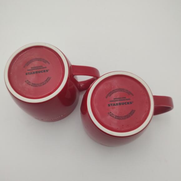 Starbucks 16 oz Ceramic Mug Set Red Partridge Bird Coffee Cups 2011 Holiday - Picture 8 of 13